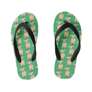 Süße glückliche Jerseykuh und Blumen Cartoon Kinderbadesandalen