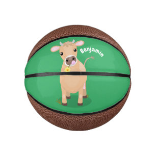 Süße glückliche Jerseykuh und Blumen Cartoon Mini Basketball