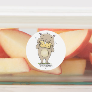 Süße glückliche lächelnde Hamster mit Erdnuss Cart Etiketten
