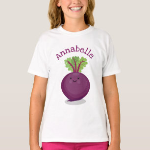 Süße glückliche lila Rüben-Cartoon-Illustration T-Shirt