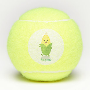 Süße glückliche Mais-Cartoon-Illustration Tennisbälle