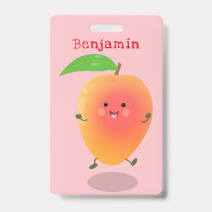 Süße glückliche Mango-gelbe Cartoon-Illustration Ausweis
