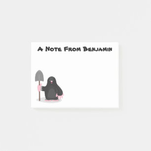 Süße glückliche Maulwurf-Cartoon-Illustration Post-it Klebezettel