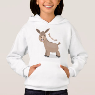 Süße glückliche Miniatur-Esel-Cartoon-Illustration Hoodie