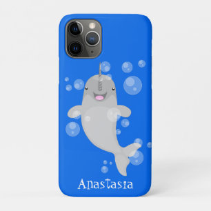 Süße glückliche Narwal-Blasen-Cartoon-Illustration Case-Mate iPhone Hülle