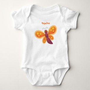 Süße glückliche orange Schmetterlings-Cartoon-Illu Baby Strampler