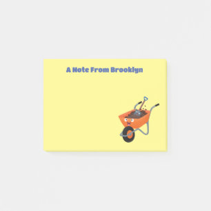 Süße glückliche orange Schubkarre Cartoon-Illustra Post-it Klebezettel