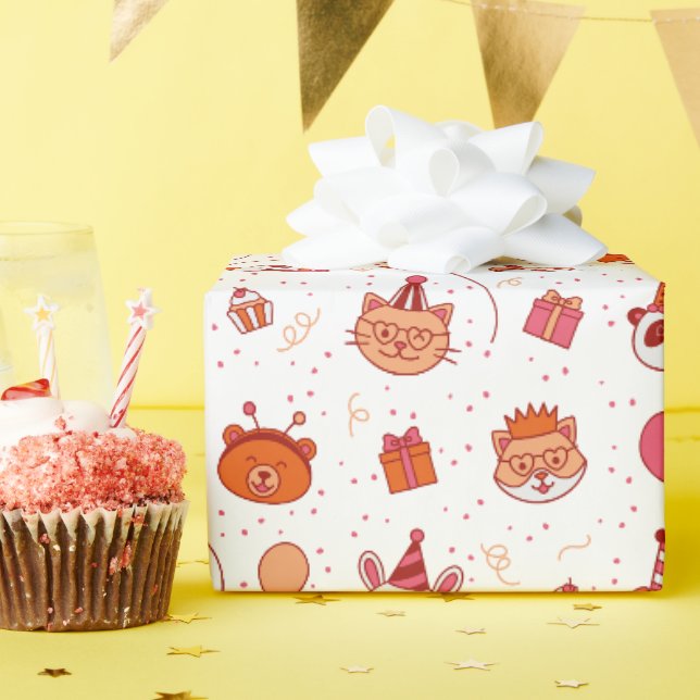 Süße glückliche Partytier-Verpackungspapier Geschenkpapier (Geburtstagsparty)