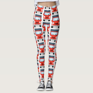 Süße glückliche rote LKW-Cartoon-Illustration Leggings