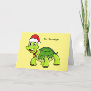 Süße glückliche Schildkröte mit Santa-Hut Karte