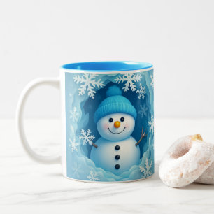 Süße glückliche Schneemann-Gesichtspersonalisierte Zweifarbige Tasse