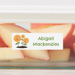 Süße glückliche Sonnenblumen Cartoon personalisier Etiketten