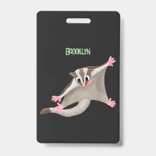 Süße glückliche Sugar Glider Cartoon-Illustration Ausweis