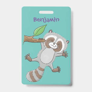 Süße glückliche Waschbär-Baby-Cartoon-Illustration Ausweis