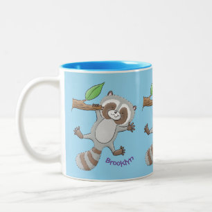 Süße glückliche Waschbär-Baby-Cartoon-Illustration Zweifarbige Tasse