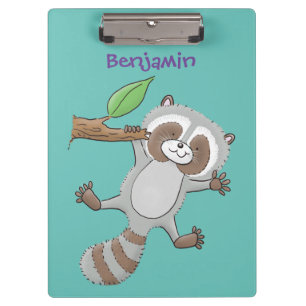 Süße glückliche Waschbärbaby-Cartoon-Illustration Klemmbrett