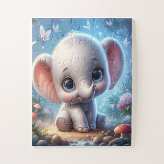 Süße glückliche weiße Elefant-Puzzles (Vertikal)