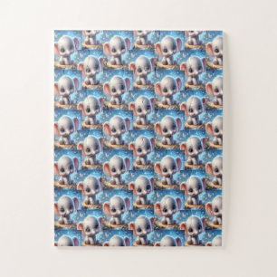 Süße glückliche weiße Elefant-Puzzles