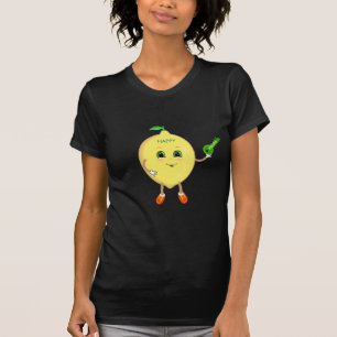 Süße glückliche Zitronentrickfilmfigur mit einem S T-Shirt