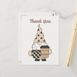 Süße Gnom-Café-Verkäufer fügen Text hinzu Danke Postkarte