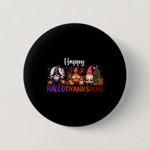 Süße Gnome Frohes Hallothanksmas Halloween Ernteda Button