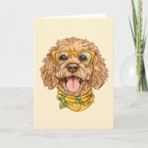 Süße Goldendoodle-Hundesonnenbrille Orangen Karte