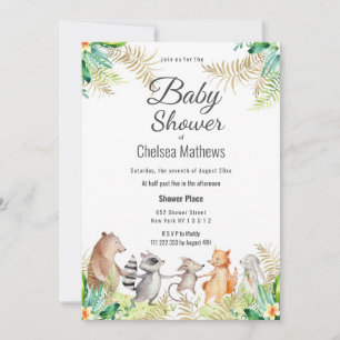 Süße goldene grüne braune florale Tier Baby Shower Einladung