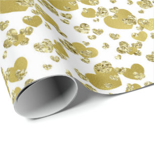 Süße goldene Herzen Faux-Diamant gekacheltes Muste Geschenkpapier