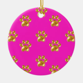 Süße goldene Pfoten Keramikornament
