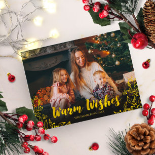Süße Goldfolie Laubwerk Weihnachtsgrüße Foto Weihn Postkarte