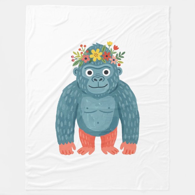 Süße Gorillablumen-Kronendecke Fleecedecke (Vorderseite)