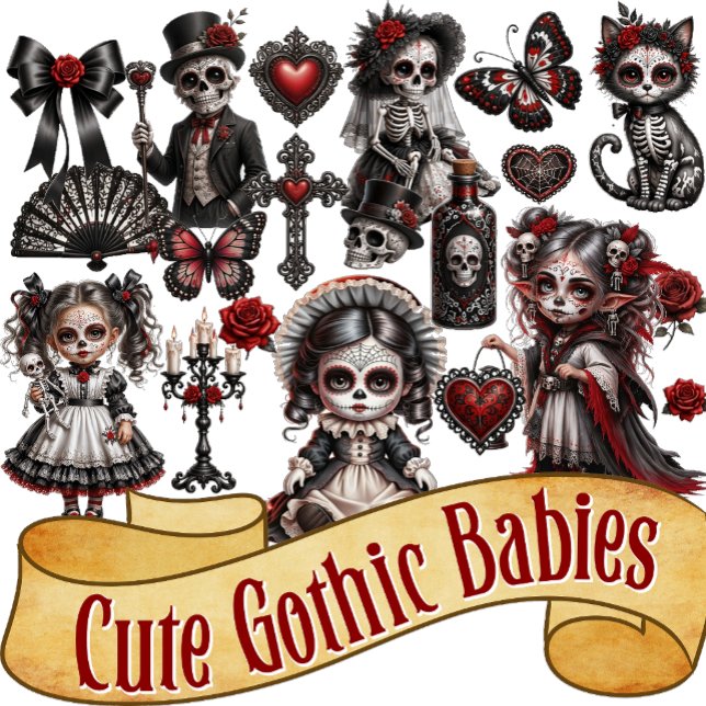 Süße Gothic-Babys  2 Aufkleber (Von Creator hochgeladen)