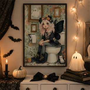 Süße gothische Feen-Geister-Halloween-Wandkunst Poster