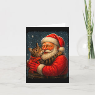 Süße Grafik Santa Umarmen Katze Weihnachten Xmas F Karte