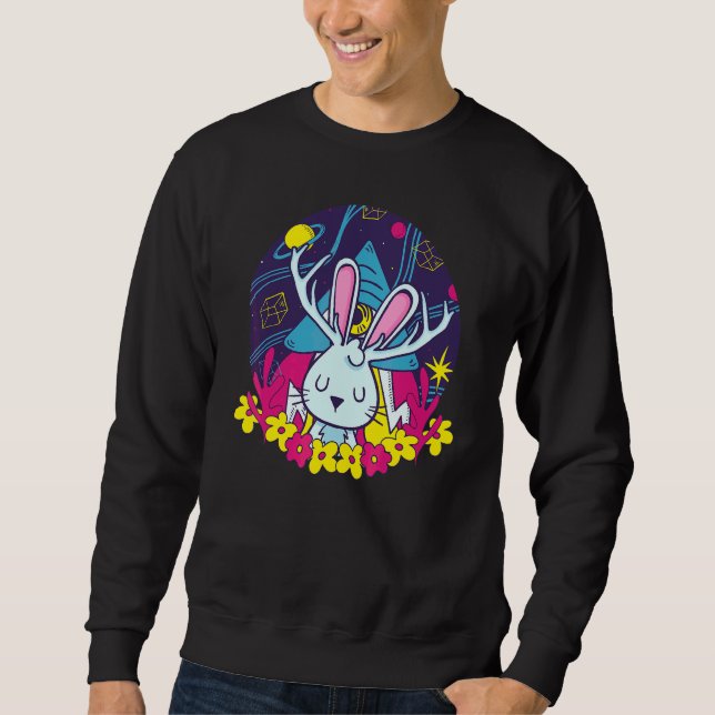 Süße graue Antelabbit-Hase-Tier-Grafik Sweatshirt (Vorderseite)