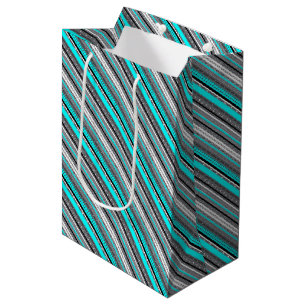 Süße graue aqua-aztekische Muster Mittlere Geschenktüte