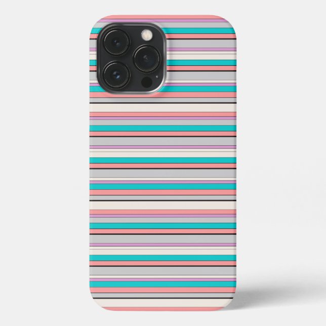 Süße graue aqua Streifen iPhone 13 Pro Max Hülle (Rückseite)