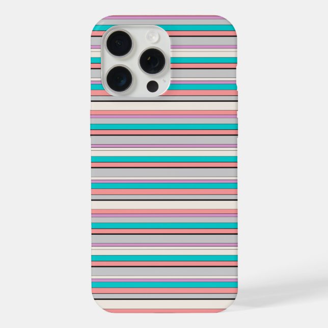 Süße graue aqua Streifen iPhone 15 Pro Max Hülle (Rückseite)
