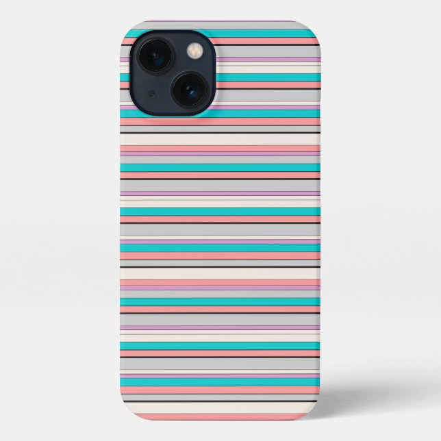 Süße graue aqua Streifen iPhone Hülle (Rückseite)