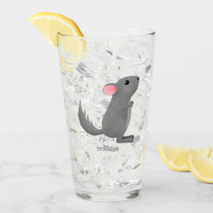 Süße graue Chinchilla-Cartoon-Illustration Glas