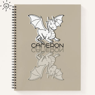 Süße graue Drachen-Reflektions-Doodle mit individu Notizbuch