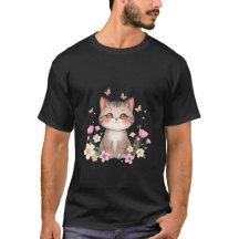 Süße graue Katze in Blumengarten Schmetterlinge Ku