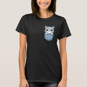 Süße graue Katze in der Tasche für Kinder, Jungen, T-Shirt