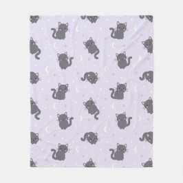 Süße Graue Katze Lila Fleece Decke