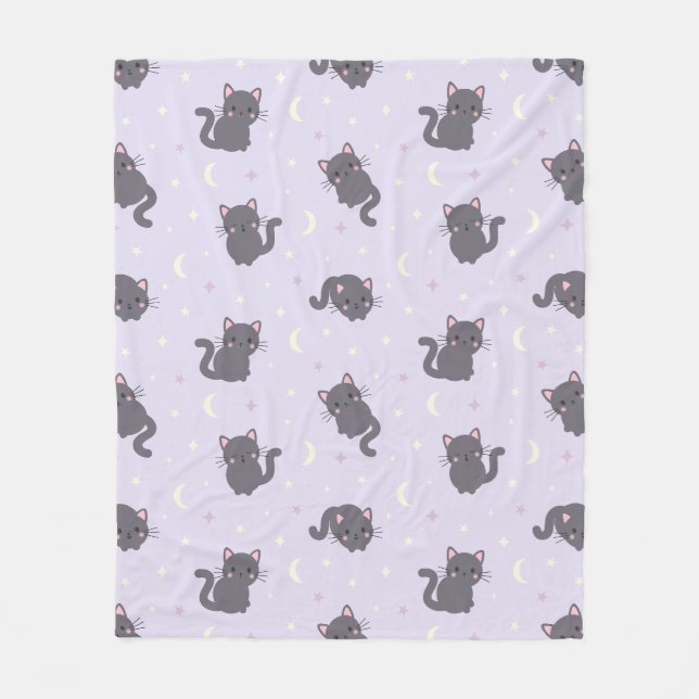 Süße Graue Katze Lila Fleece Decke (Vorderseite)