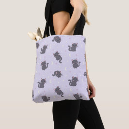 Süße Graue Katze Lila Tragetasche Tasche