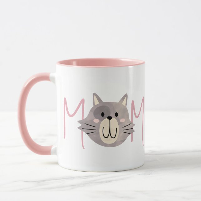 Süße graue Katze Mutter namens Blush Muttertag  Tasse (Links)