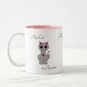 Süße graue Katze Zweifarbige Tasse