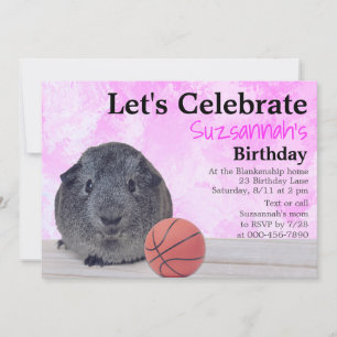 Süße graue Meerschweinchen-Basketball-Party-Einlad Einladung