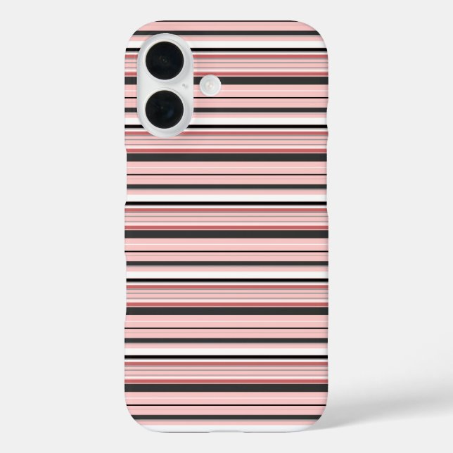Süße graue rosa Streifen iPhone 16 Hülle (Rückseite)
